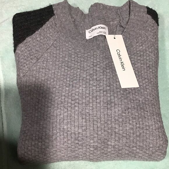 CALVIN KLEIN Cashmere WOOL Men’s Color-blocked Sweater Small - Picture 1 of 9